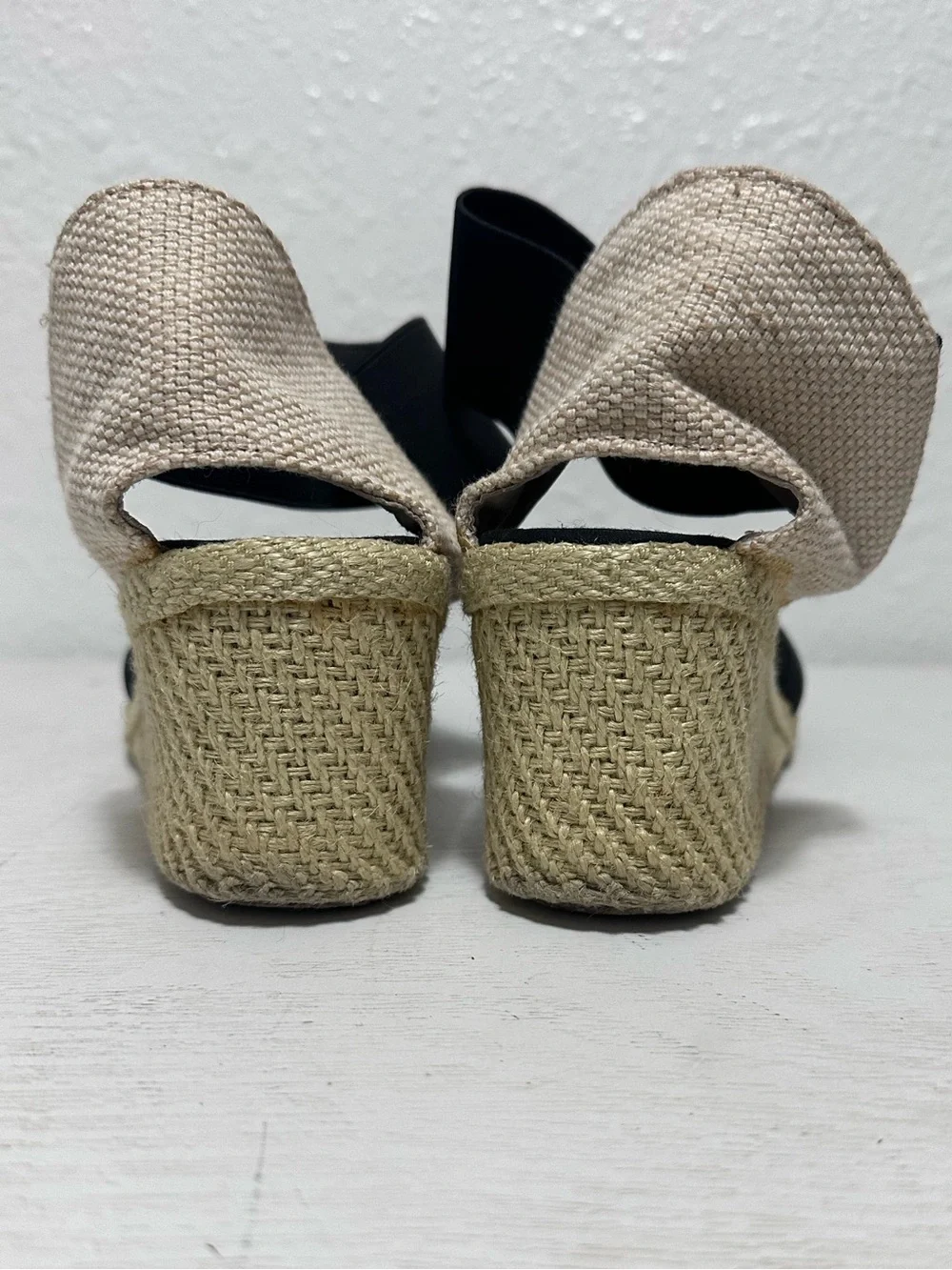 Lauren Ralph Lauren Espadrille Wedge Sandals - Black and Natural- Charla